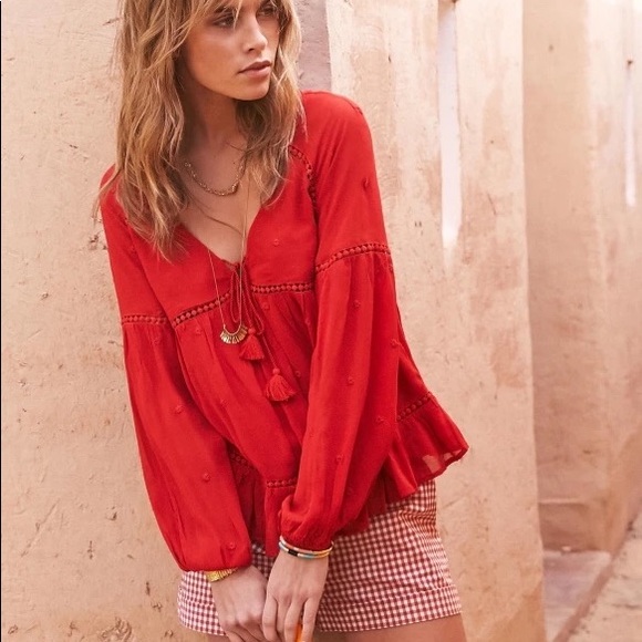 Sezane | Ambre Poppy Red Blouse Size EU 36 (US 4) - Picture 8 of 8